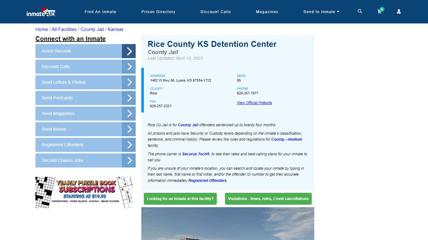 Rice County KS Detention Center - Inmate Locator - Lyons, KS